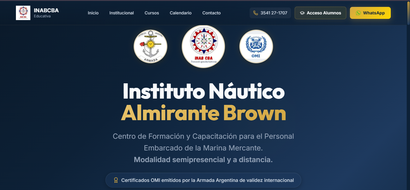 Captura de pantalla del sitio web de INAB